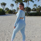 Baby Blue Long Sleeve Cropped Bra Top