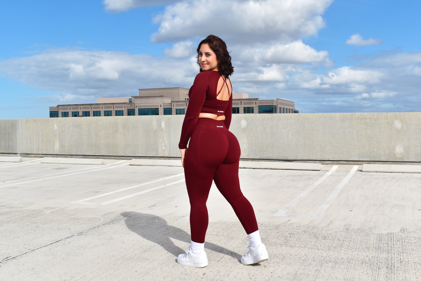 Ruby Red Elevate Cropped Long Sleeve